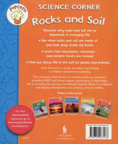 Popcorn Science Corner: Rocks and Soil book back cover