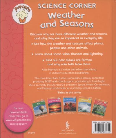 Popcorn Science Corner: Weather and Seasons book back cover