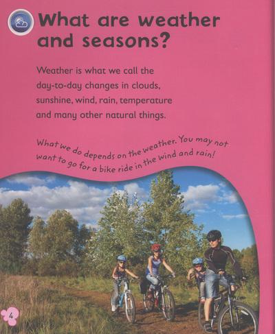 Popcorn Science Corner: Weather and Seasons book inside page – what are weather and seasons?