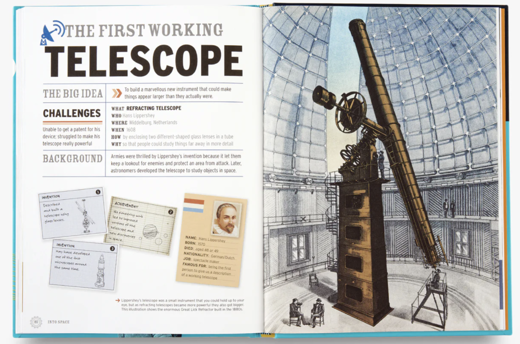 Genius! book inside spread - telescope