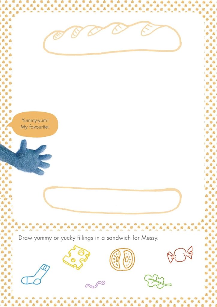 Messy Goes to OKIDO: Messy's Doodle and Do art pad - sandwich activity page
