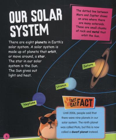 Fact Cat: The Planets book inside page – our solar system