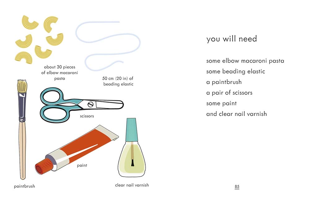 I Can Make My Own Accessories book inside spread - macaroni necklace