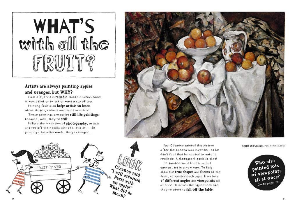 Why Is Art Full of Naked People? book inside spread - What's with all the fruit?