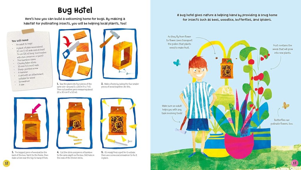 Go Green! activity book inside spread: Bug hotel
