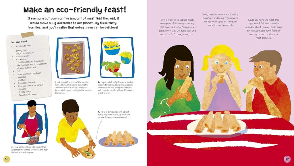 Go Green! activity book inside spread: Make an eco-friendly feast